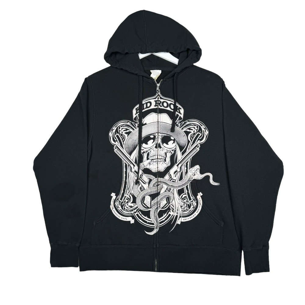 Kid Rock Hoodie Womens Small Black Cotton Born Free Skull Drawstring Full Zip